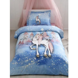 Unicorn Dream Fosforlu Tek Kişilik Nevresim Takımı Mavi