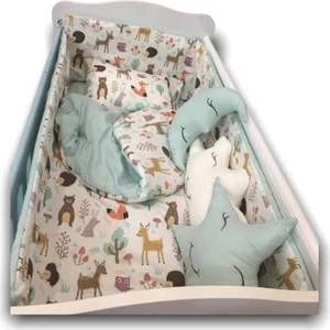 Bebek Özel Bebek Beşik Uyku Seti Sevimli Hayvan Figürlü Desenli/mint Yeşili 9 Parça Bebek Özel