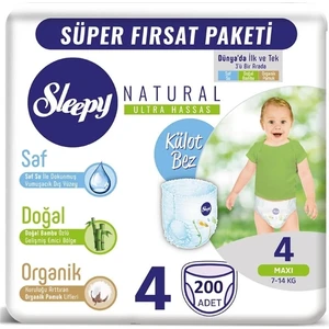 Natural 4 Numara Külot Bez 7-14 kg Maxi 200'LÜ