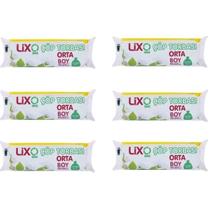 Lixo Orta Boy Çöp Torbası 55x60 Cm 20'li Rulo (6 Paket) Mavi