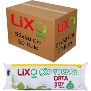 Lixo Orta Boy Çöp Torbası 55x60 Cm 20'li Rulo (50 Paket) Mavi