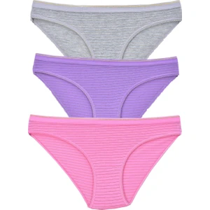 Kadın 3'lü Paket Desenli  Bikini Külot Karışık