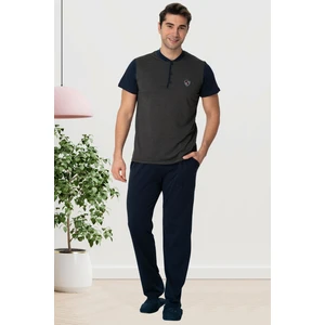 Mecit Pijama By Mecit 2777 Lacivert Büyük Beden Erkek Pijama Takımı
