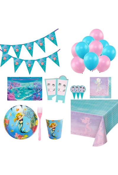 Partylandtr Deniz Kızı 16 Kişilik Doğum Günü Parti Seti