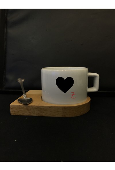 Alsa Tasarım Z Harfli Kalp Baskılı Nescafe- Espresso Fincanı