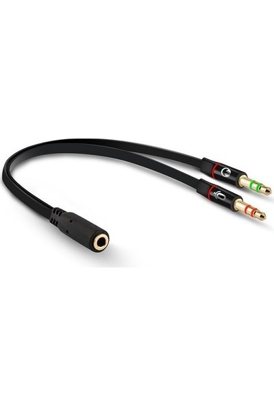 Vivatech Kulaklık Mikrofon Ayırıcı Y Splitter Kablo 2 x 3.5 mm Stereo Kablo