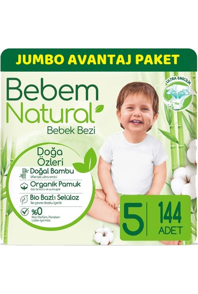 Bebem Bebek Bezi Natural Jumbo Avantaj Pk Beden:5 (11-18KG) Junior 144 Lü