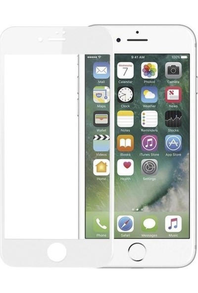 Jacquelyn Flexible Nano 5d Apple iPhone 7-8 Plus Kavisli Renkli Ekran Koruyucu Beyaz