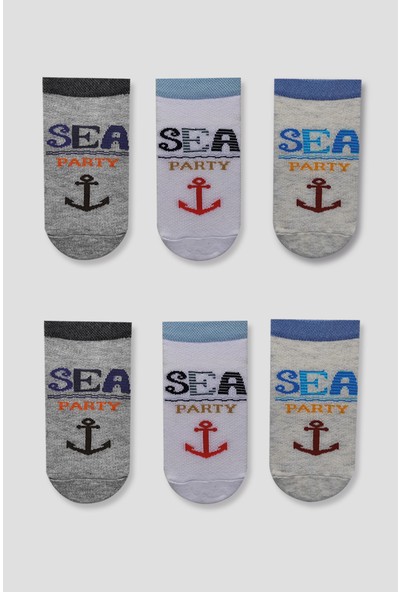 Mem Socks 6'lı Çapa Desenli Çocuk Patik Çorap