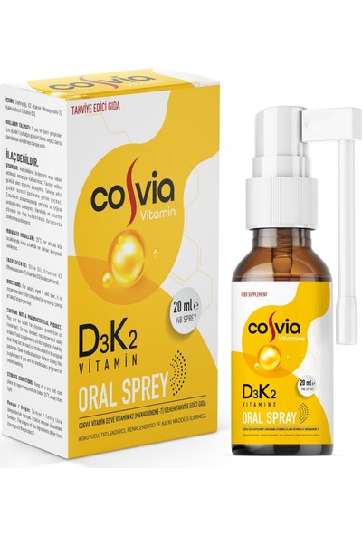 Cosvia Vitamin D3-K2 (Menaquinone-7) Oral Sprey 20 ml