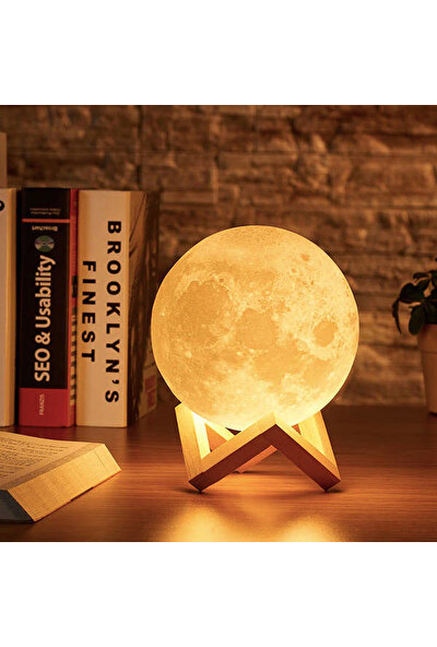 Beril 3D LED Ay Gece Lambası Aydınlatma Sarj Edilebilir Lamba 15 cm