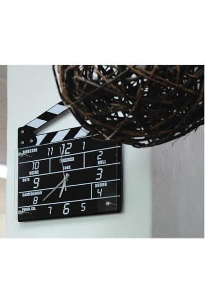 Beril Clapperboard Clock Analog Klaket Duvar Saati Dekoratif Hediyelik