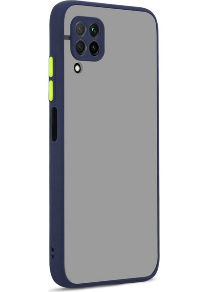 Case World Huawei P40 Lite Kılıf Kamera Korumalı Silikon Kenarlı Renkli Düğmeli Mat Arka Kapak - Lacivert