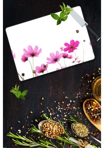 Cam Güzeli Desenli Cam Kesme Tahtası 30 cm x 40 cm