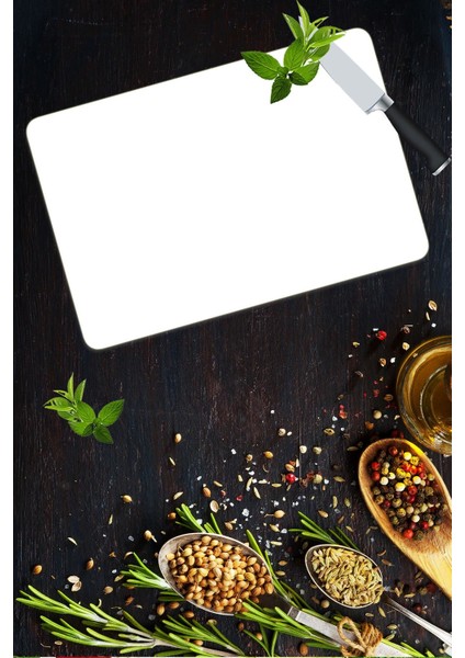 20x30 Cm Cam Kesme Tahtası Düz Beyaz