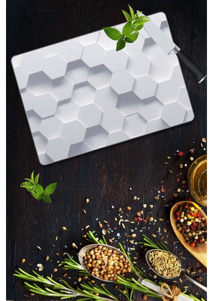 Beyaz Altıgen Desenli Cam Kesme Tahtası - Cam Kesme Tablası 30 cm x 40 cm fiyatları