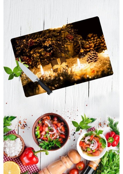 Yeni Yıl Cam Kesme Tahtası30 cm x 40 cm