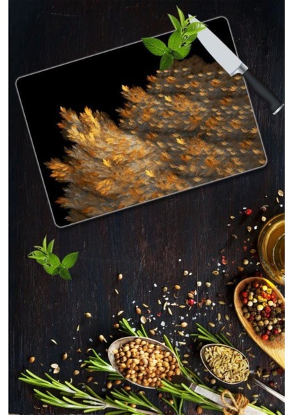 Sonbahar Cam Kesme Tahtası - Cam Kesme Tablası 30 cm x 40 cm