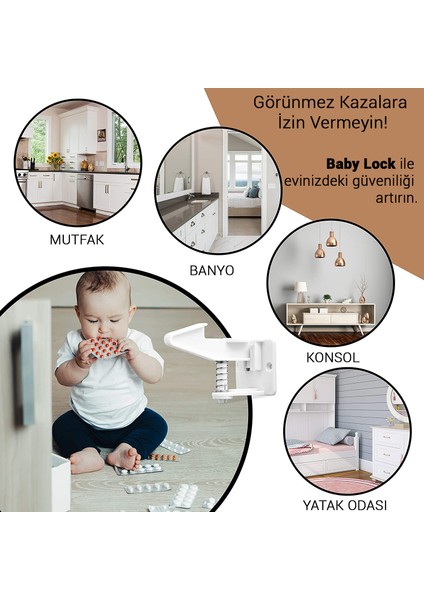 Baby Lock 5 Adet Bebek Çocuk Çekmece Dolap Güvenlik Kilidi Gizli Kilit