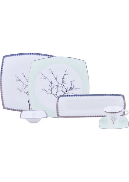 Fine Pearl Banyan 26 Parça 6 Kişilik Kare Kahvaltı/Servis Takımı