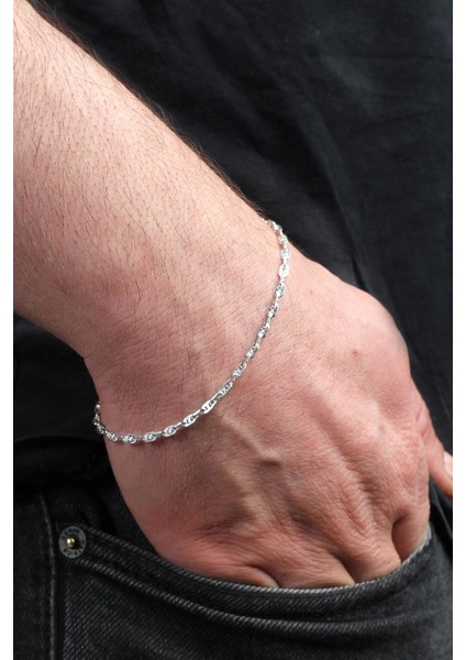 925 Ayar Italyan Aynalı Figaro Erkek Bileklik DBSE4008 fiyatları