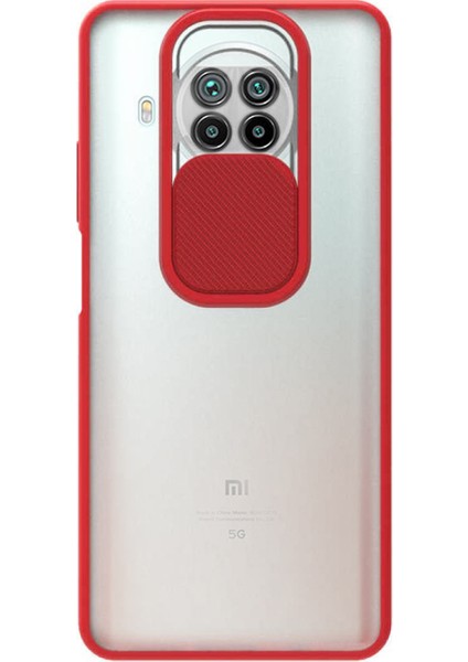 Xiaomi Mi 10T Lite 5g Kapak Lensi Açılır Kapanır Kamera Korumalı Silikon Kılıf - Kırmızı