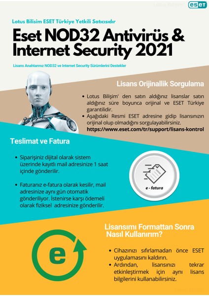 NOD32 & Internet Security 2021 1-3-5-10 Pc Dijital Lisans (Resmi Bayi)