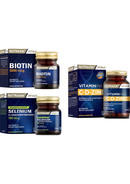 Vitamin Max C d Zinc 60 Tablet + Selenium 100 mcg 100 Tablet + Biotin 5000 mcg 30 Tablet