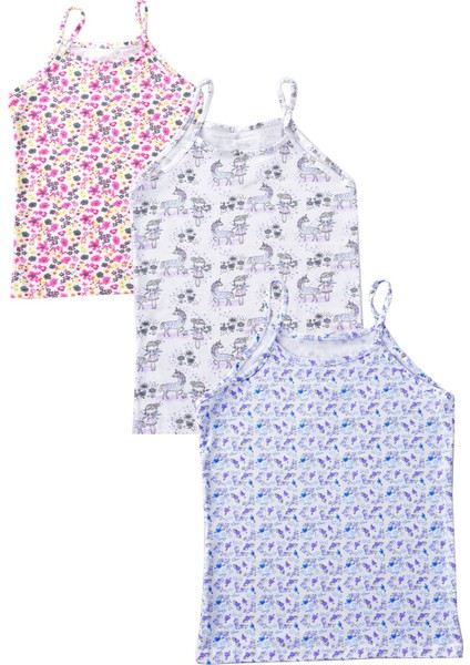 Kız Çocuk 850 Desenli Elastan 3'lü Atlet Renkli fiyatları