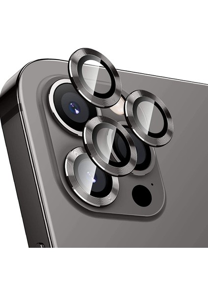 Apple iPhone 12 Pro Max 3D Metal Çerçeveli Kamera Lens Koruyucu Siyah