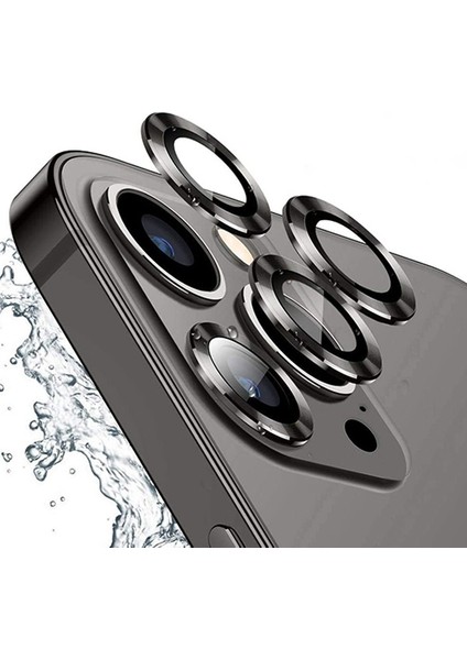 Apple iPhone 12 Pro Max 3D Metal Çerçeveli Kamera Lens Koruyucu Siyah modelleri