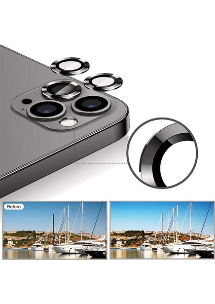 Apple iPhone 12 Pro Max 3D Metal Çerçeveli Kamera Lens Koruyucu Siyah indirimleri