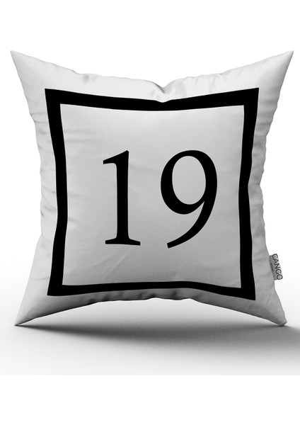 Siyah Beyaz Rakamlı Dijital Baskı Kırlent Kılıfı 19