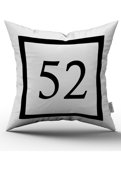 Siyah Beyaz Rakamlı Dijital Baskı Kırlent Kılıfı 52