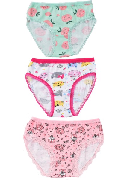 Kız Çocuk 840 Desenli 3'lü Slip Renkli modelleri