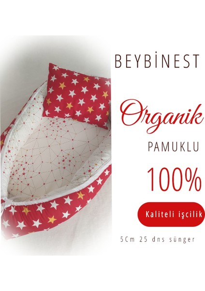 Delüxe Sarı Kırmızı Babynest Bebek Yatağı