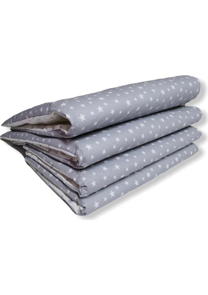 Bebek Beşik Kenar Koruma 90X130 Gri Yıldızlı