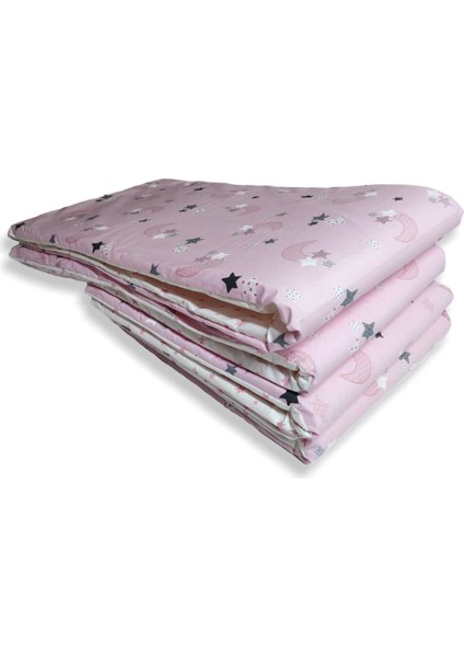 Bebek Beşik Kenar Koruma 90X190 Pembe Hilal/pembe Yıldızlı