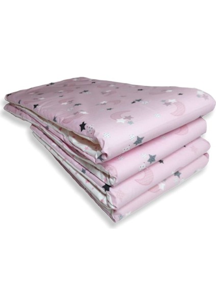 Bebek Beşik Kenar Koruma 90X190 Pembe Hilal/pembe Yıldızlı