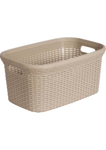 2'li Set Hasır Desenli Plastik Bej Çamaşır Sepeti & Bej Çamaşır Selesi fiyatları