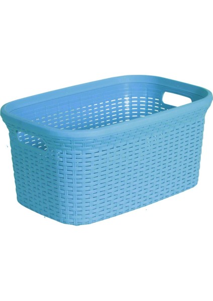 Hasır Desenli Plastik Açık Mavi Çamaşır Sepeti & Açık Mavi Çamaşır Selesi fiyatları