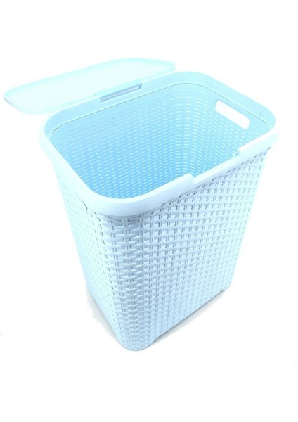 Mavi, Hasır Desenli Kapaklı Çamaşır Sepeti – 55x43x33cm modelleri