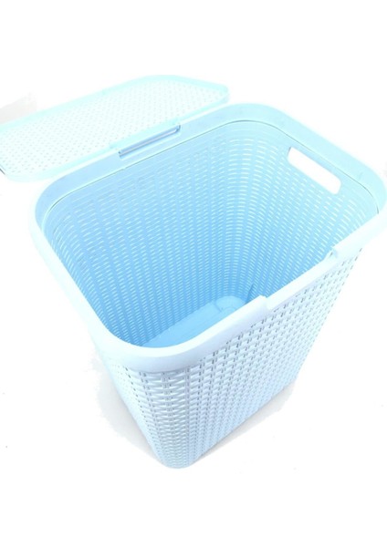 Mavi, Hasır Desenli Kapaklı Çamaşır Sepeti – 55x43x33cm indirimleri