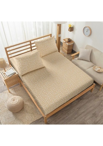 Çift Kişilik Lastiksiz Sütlü Kahve Yıldız Desenli Çarşaf Takımı 240x260