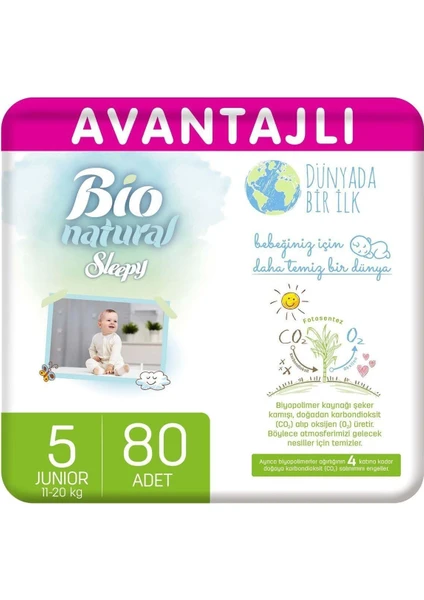 Bio Natural Bebek Bezi 5 Numara Junior 80'li