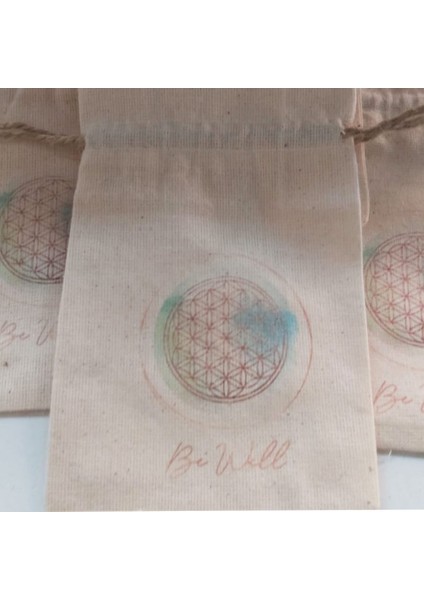 30 Adet Amerikan Bezi Kumaş Keten Kese 9X13 cm Logo Baskılı Kese