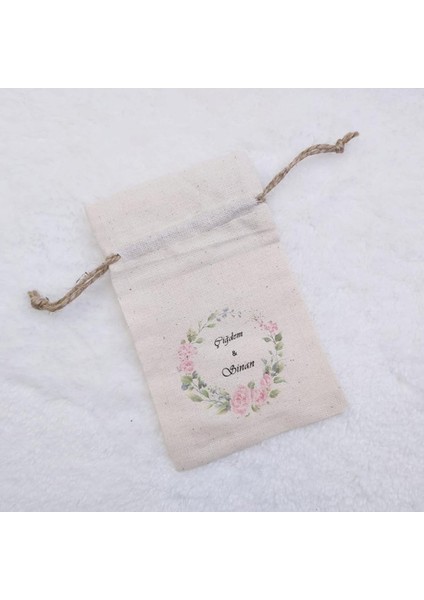 30 Adet Amerikan Bezi Kumaş Keten Kese 9X13 cm Soft Renk Çiçekli