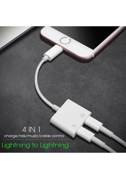 Plus Lightning Çift Giriş Dijital Ses Adaptörü + Kablo