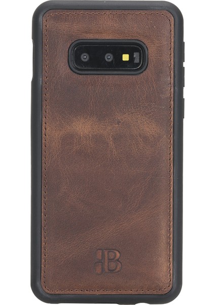 Samsung Galaxy S10E Antik Kahverengi Deri Arka Telefon Kılıfı