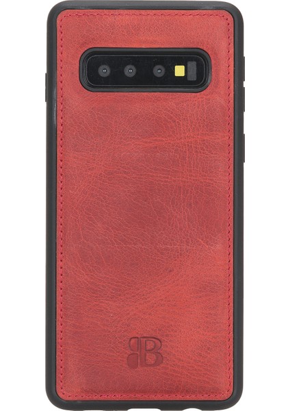 Samsung Galaxy S10 Kırmızı Deri Arka Telefon Kılıfı